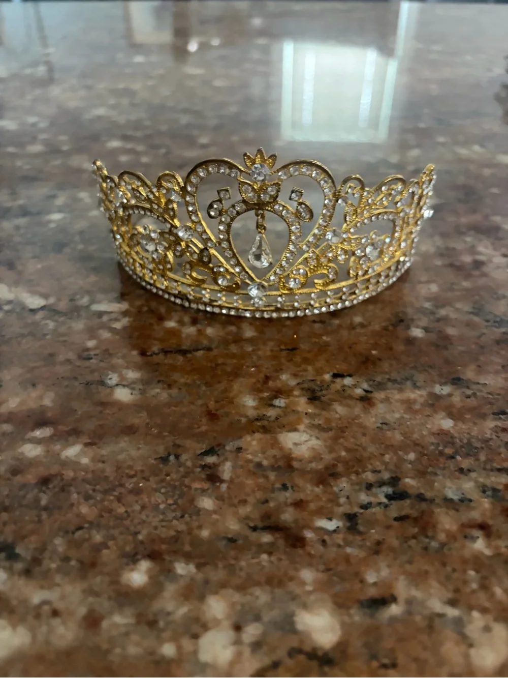 Gold Rhinestone Tiara Crown for Women